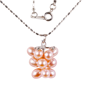 Perlenkette, Halskette Süßwasserperlen, platiniert, 5018